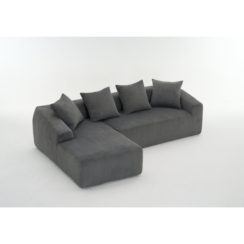 Gris avec 3 coussins en velours côtelé - rembourrés de mousse viscoélastique grise, pour une bonne nuit de sommeil