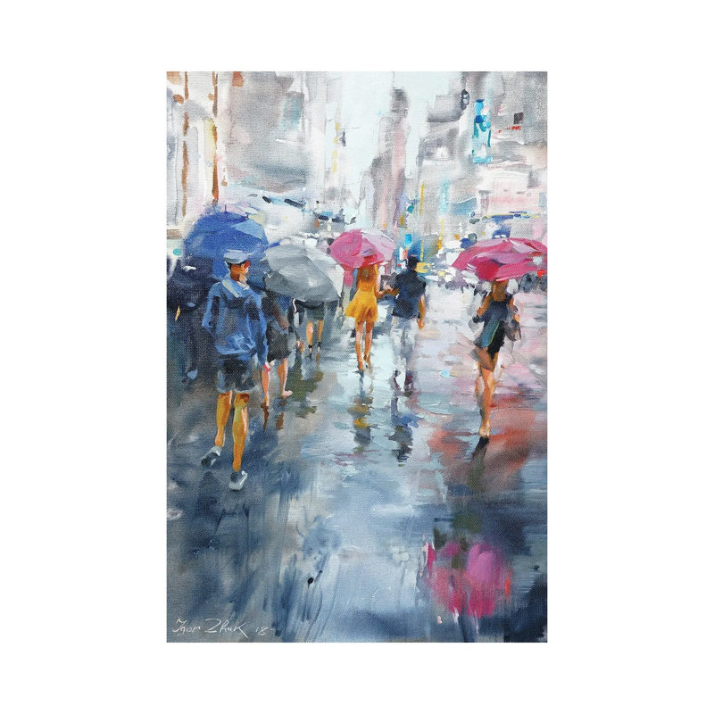 It's Raining by Igor Zhuk - Wrapped Canvas Painting, 30.48cm H x 20.32cm W x 1.9cm D