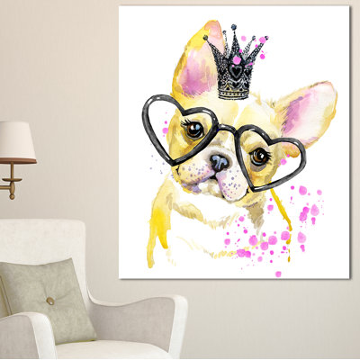 «Funny Dog with Large Glasses», reproduction d'art sur toile tendue