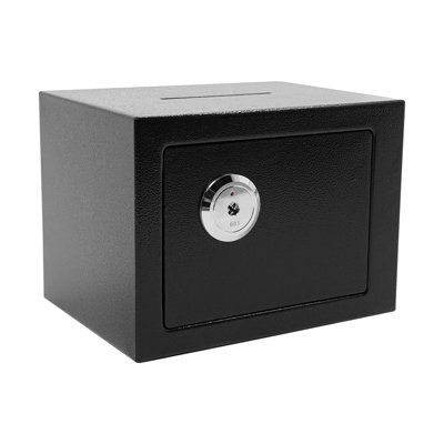 Small Safe Box With Drop Slot, Cash Safe Box For Cabinets, Home & Office Security With 3 Mechanical Keys