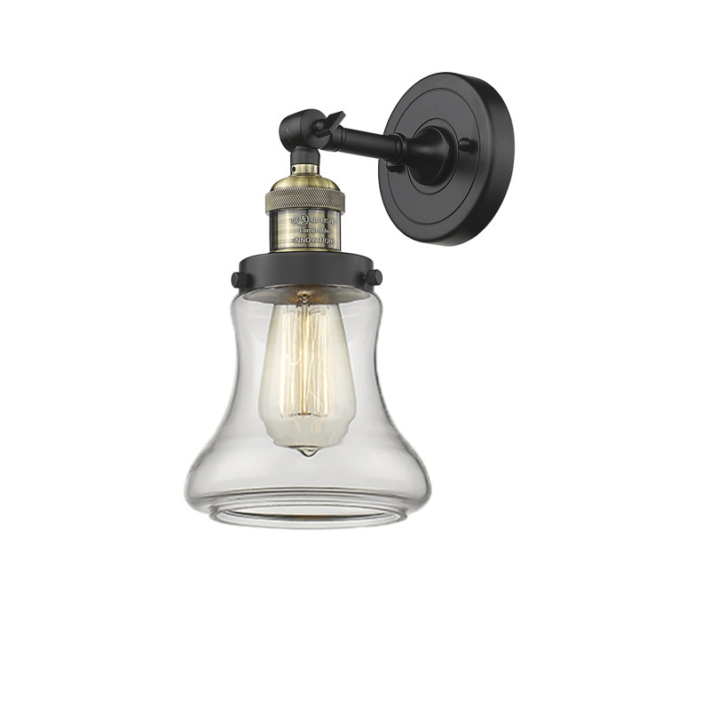 Edda Dimmable Bath Sconce, Clear, 6 Watt Vinage LED Bulb, Black Antique Brass