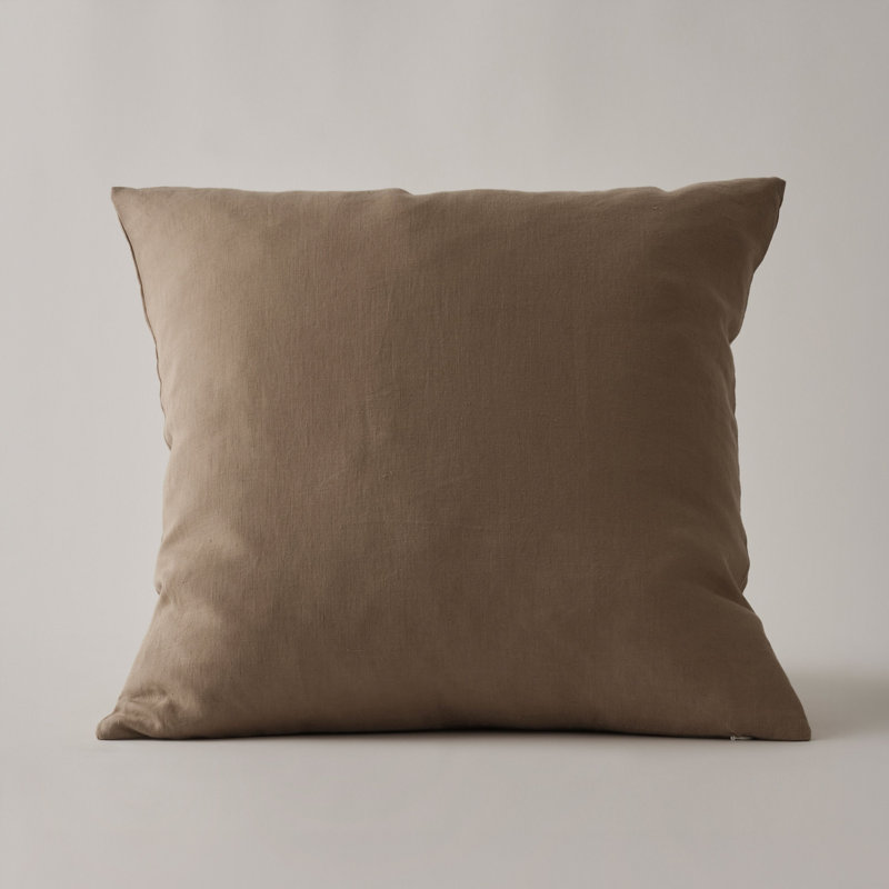 Taie d'oreiller 100 % lin français - 50 x 50 cm - Fauve, Fawn, Carré 20 po, Pillow Cover Only - No Insert