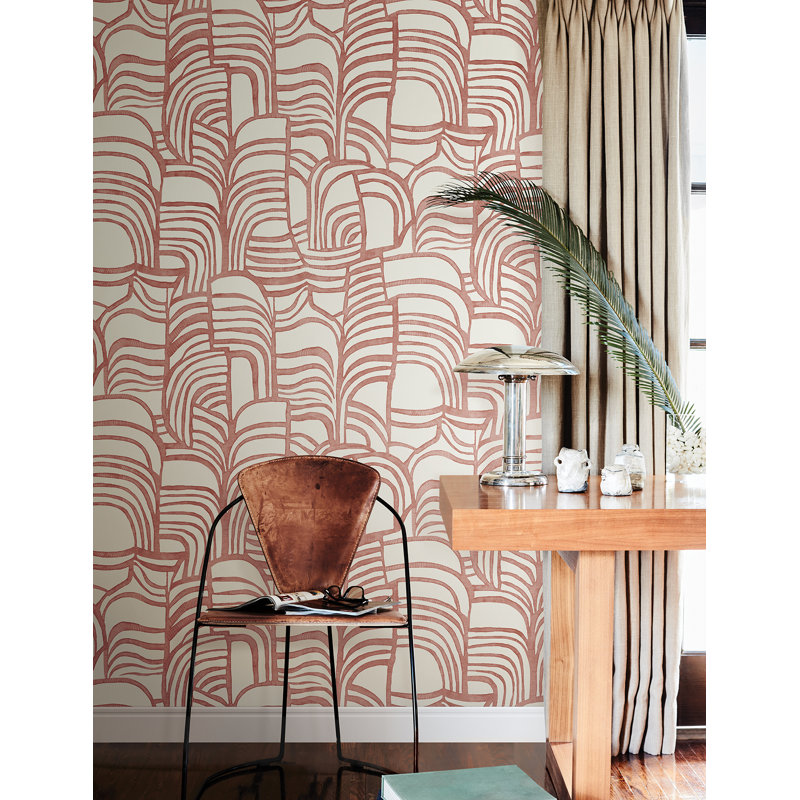 Papier peint adhésif en lin Featherwork, Rouge
