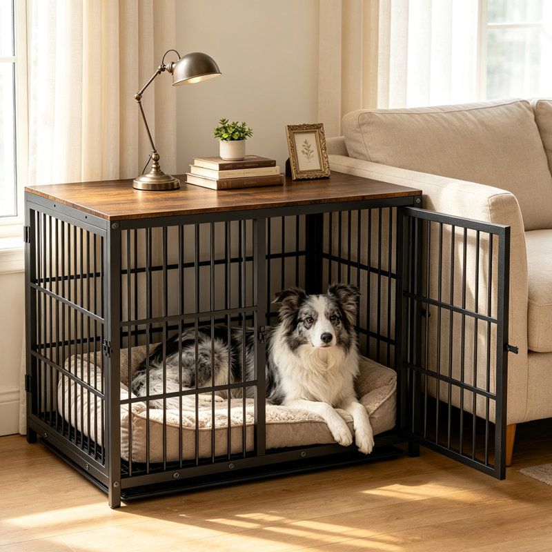 Harriet Furniture Style Crate with 3 Doors, Black, 81 cm H x 107.5 cm W x 71.5 cm D