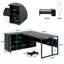Bureau de direction en L 71 po avec armoire de rangement et tablettes-974711021