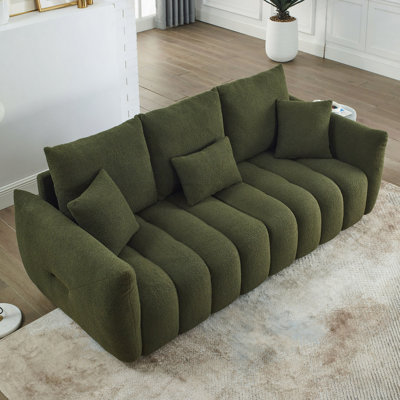 Canapé de 82 po avec 3 coussins de dossier et 3 coussins de dossier en bois massif de qualité supérieure, chaise rembourrée, chambre à coucher, appartement et bureau