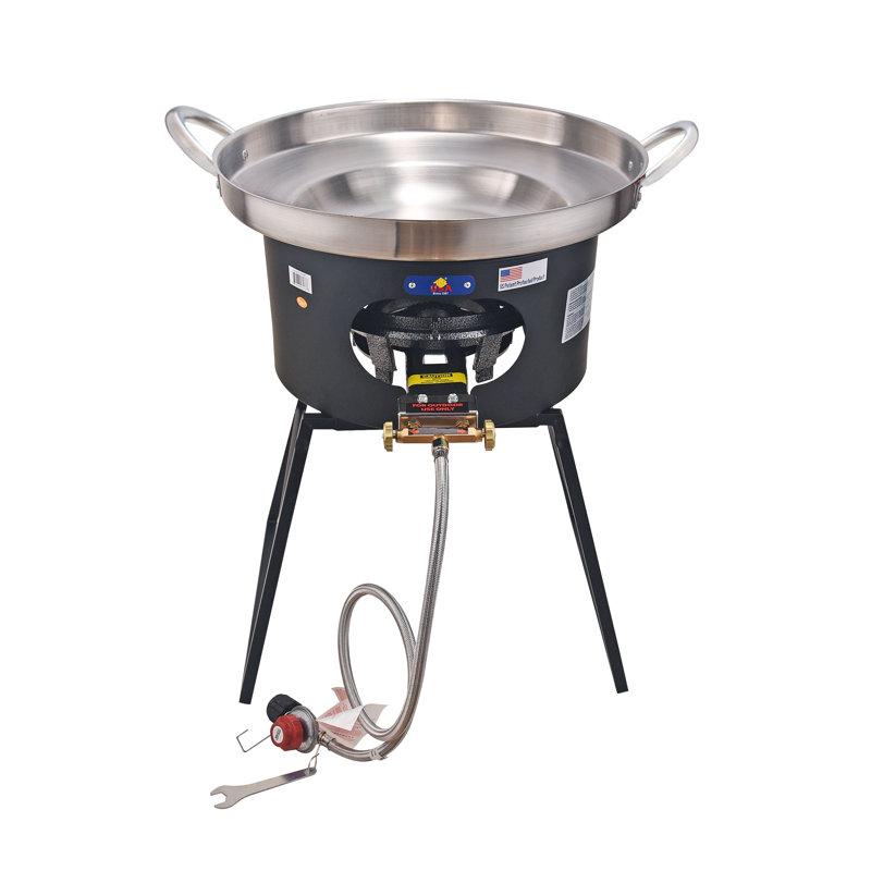 Ensemble concave en acier inoxydable de 23 po ARC, brûleur au propane et support 80 000 BTU, cuiseur à disque Discada.