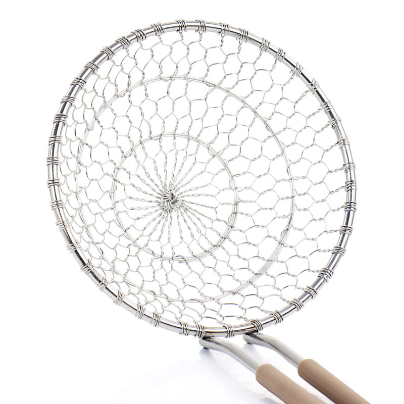 Martha Stewart Stainless Steel Spider Skimmer Kitchen Utensil With Nylon Handle In Light Taupe