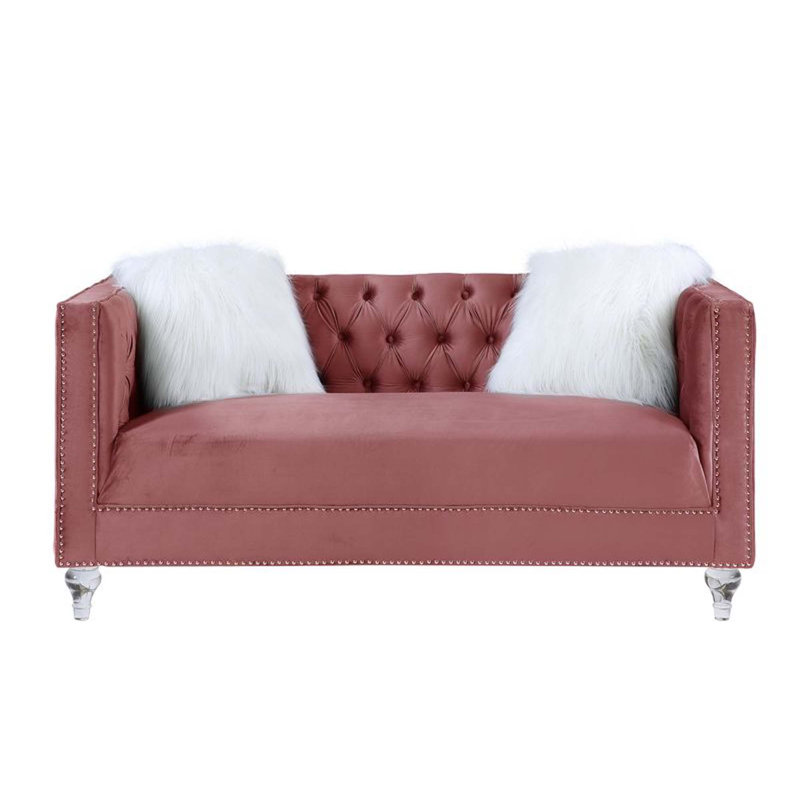 Causeuse en velours Kimber, Rose