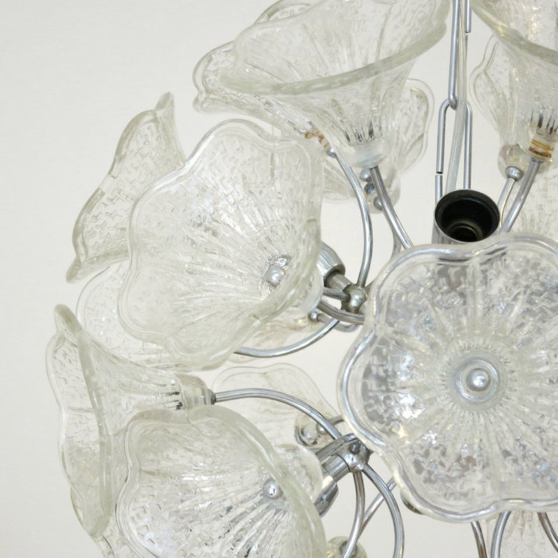 Lustre en chrome 16 lumières Hristofer, Clair, Chrome chrome, 20" Dia x 20" Height
