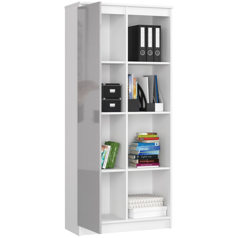Alexondra 180cm H x 80cm W Standard Bookcase, Silver/White