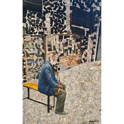 Old Man Paper Collage Painting | Artwork By Yogyata Gadia