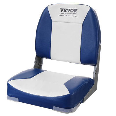 Siège de bateau, siège de bateau à dossier bas de 18,9 po, chaise de bateau pliante avec rembourrage en éponge épaissie et charnière, chaise de bateau pliable pour bateau de pêche, bateau de promenade, vedette rapide, canot, 1 pièce