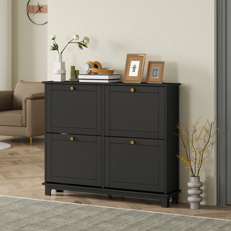 12 Pair Shoe Storage Cabinet, Black