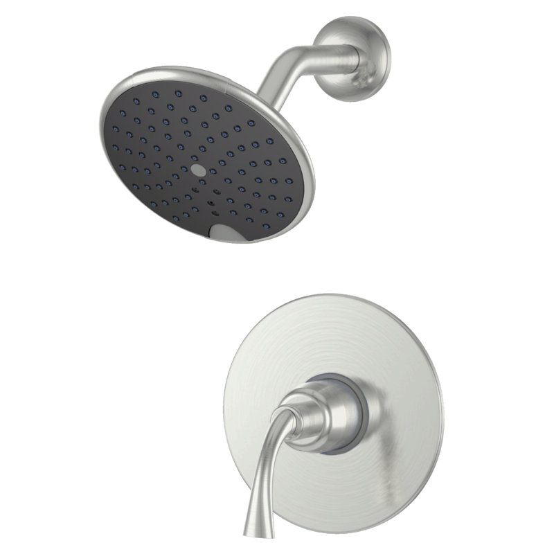 Garniture de douche de la collection Twist seulement: pomme de douche ronde de 6 po, ensemble de poignées simples et soupape brute incluse - nickel brossé