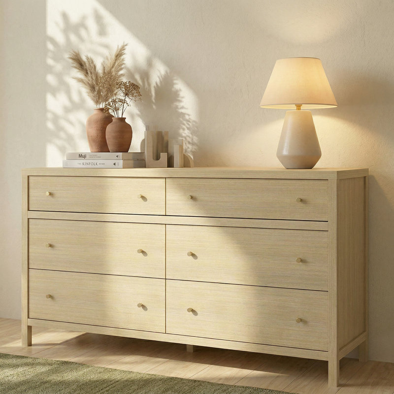 63'' W 100% Solid Wood 6-Drawer Double Dresser