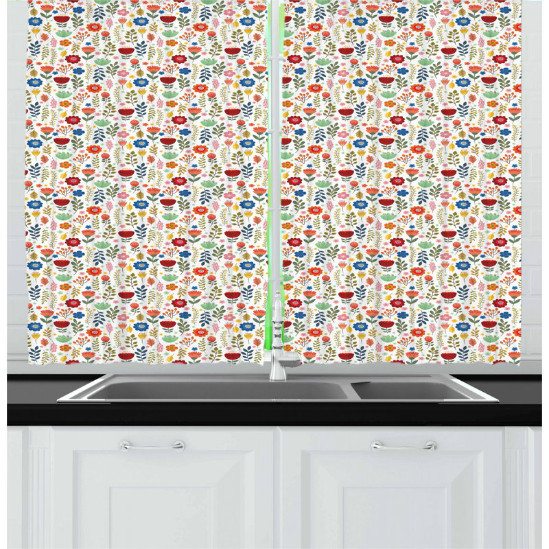Floral Tailored Kitchen Curtain