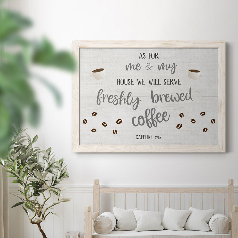 Freshly Brewed Coffee - cadre photo, art textuel sur toile, H 31,5 po x l 23,5 po x P 1,5 po, Blanc