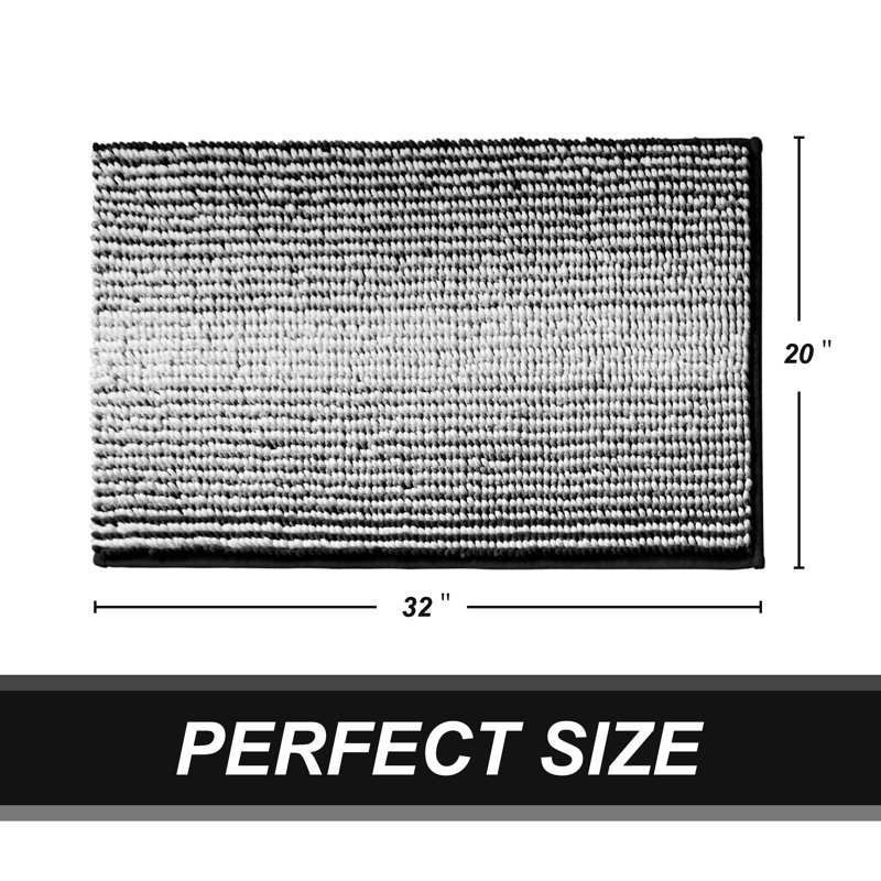 Zager Microfiber Soft Chenille Bath Rug with Non-Slip Backing, 32" L x 20" W, Black