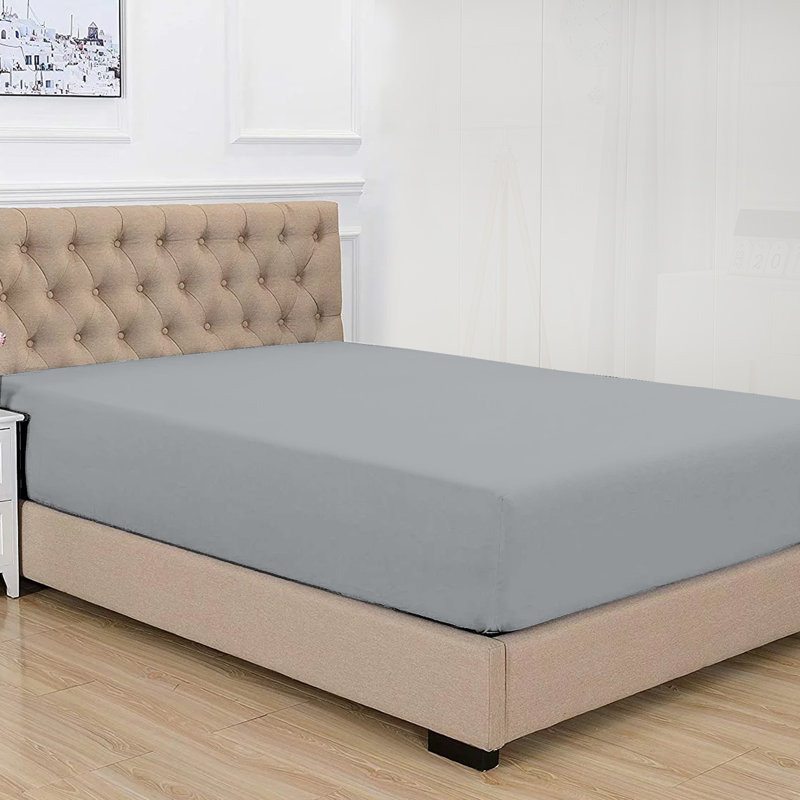100% Cotton Machine Woven Fitted Sheet, Grey, Super King (6')