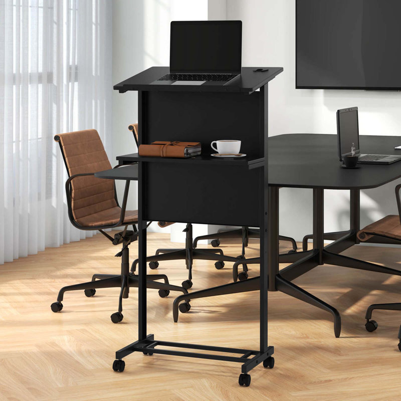 Laptop Table Mobile Laptop Podium, Sit-to-Stand Lectern Height Adjustable Desk With Bureau Assis Debout