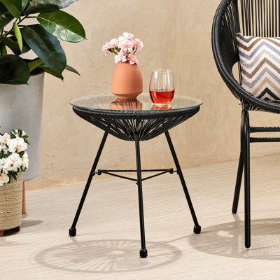 Table d'appoint avec verre trempé lisse - extérieur moderne