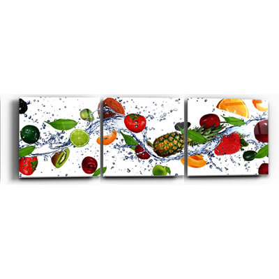 3 piece "Fruit Wave" Acrylic Wall Art, 60" x 20"