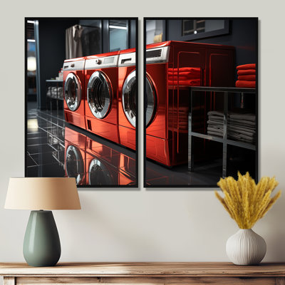 Blanchisserie du prochain siècle II - art mural moderne vert 2 panneaux
