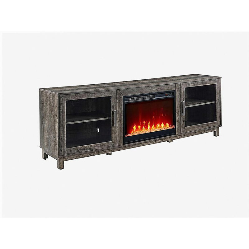 Console de meuble télé avec foyer et chauffage 70 po, Gris