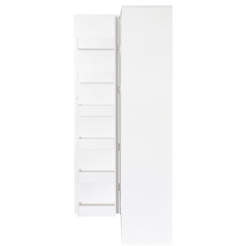 Tall Bathroom Storage Cabinet With 6 Shelves And 6 Side Racks，Freestanding Organizer With Doors, 2 Adjustable Shelves, White