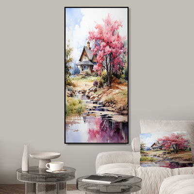 «Blossom Bungalow By The Lake 2», art mural paysage