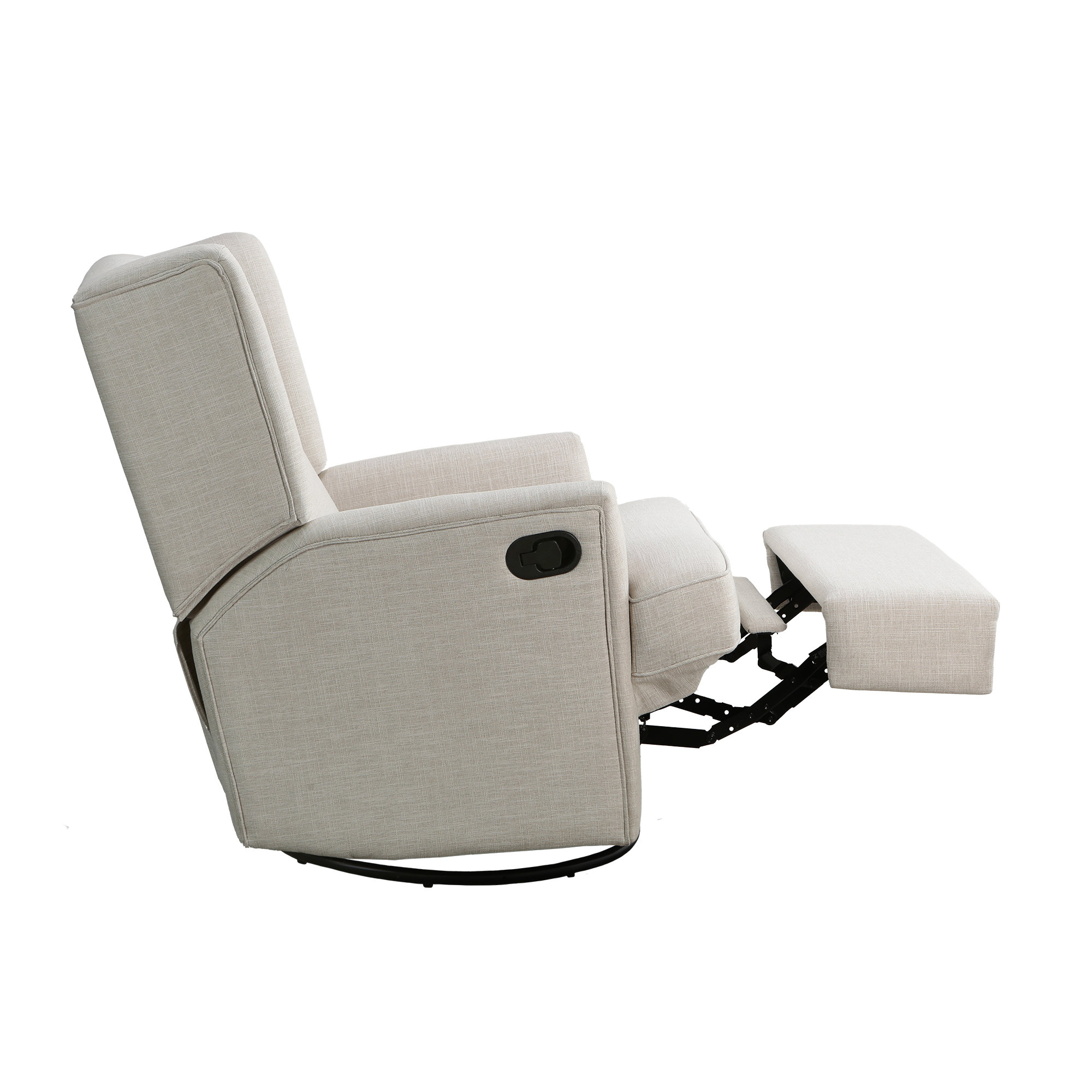 Heming Wingback Recliner Nursery Glider, Oatmeal Polyester Blend