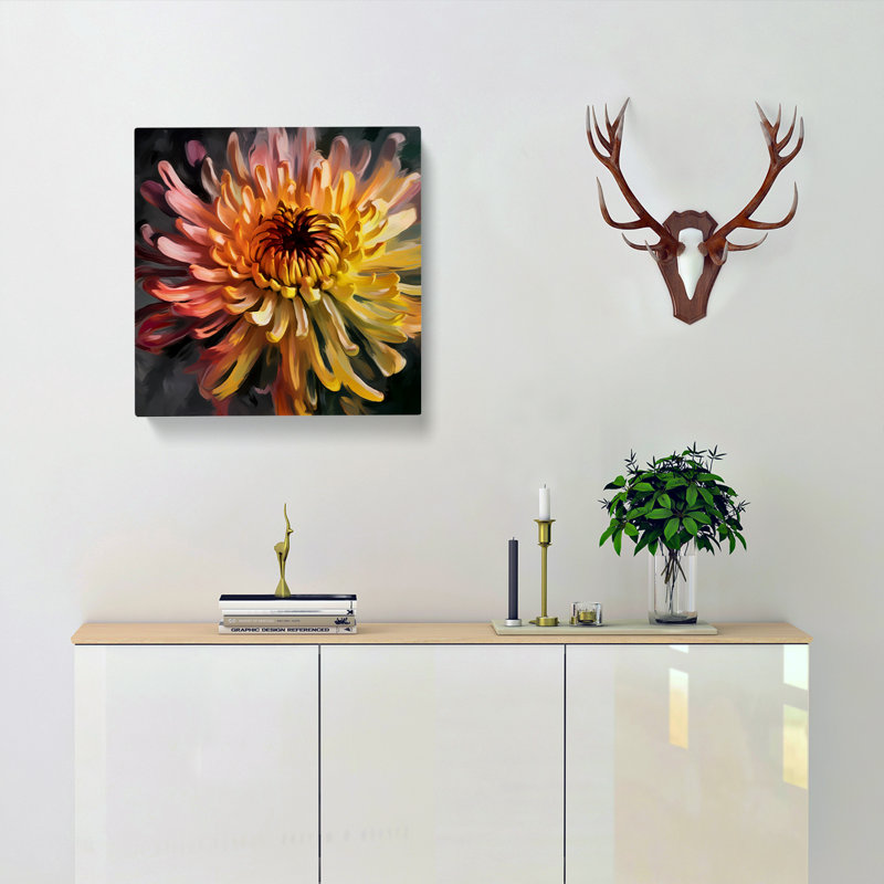 Chrysanthemum Gestural Art No.1 - No Frame Print, 35cm H x 35cm W x 3cm D