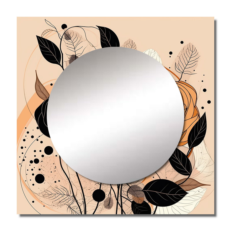 Rétro terre cuite, fleurs sauvages, Illustration V - Botanicals abstraits, salon, miroir mural, 23 po x 23 po