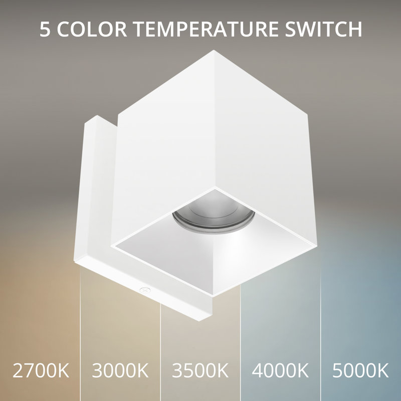 Zoron Dimmable LED Outdoor Square Wall Light With Color Temperature Switch (2700K/3000K/3500K/4000K/5000K), 25° Beam Angle
