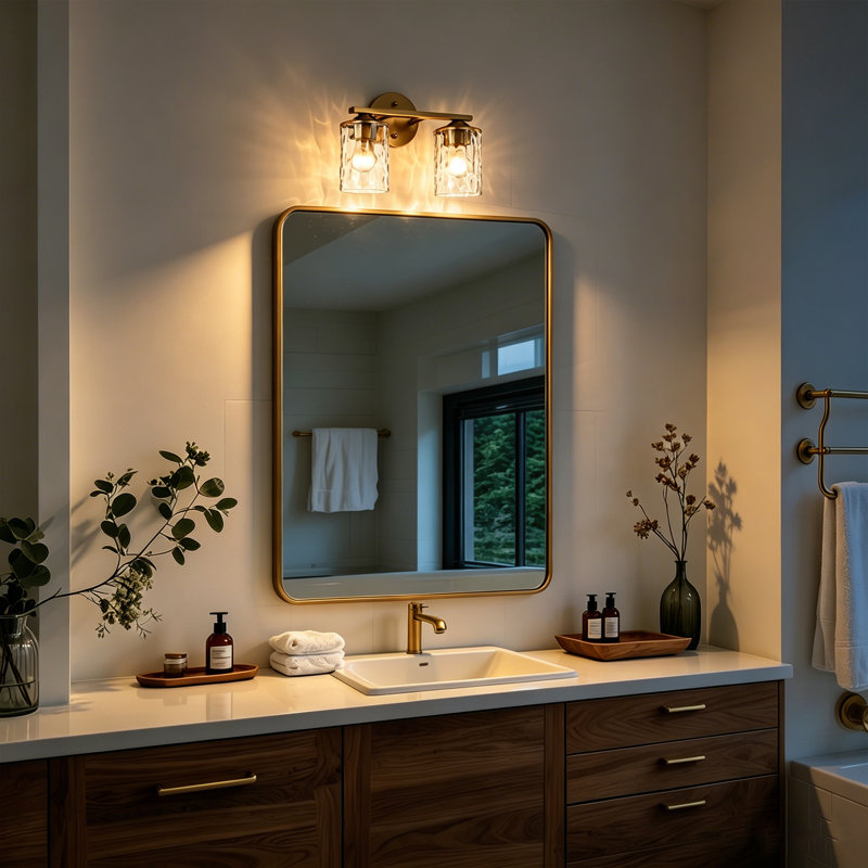 Éclairage pour meuble-lavabo en acier à intensité variable 21,25 po, Or brossé, Deux lumières