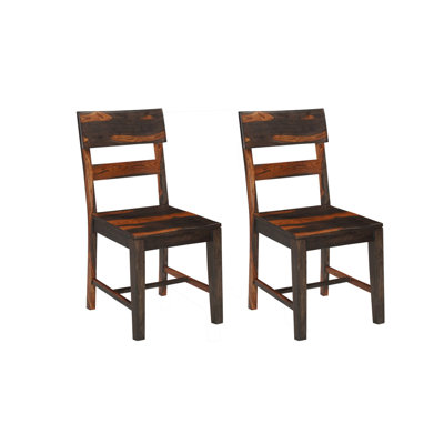  Everett Set of Two Dark Brown Solid Wood Ladder Back Dining Side Chairs