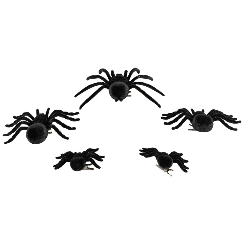 Décorations d'Halloween à pinces - 9,5 "Spider - ensemble de 5