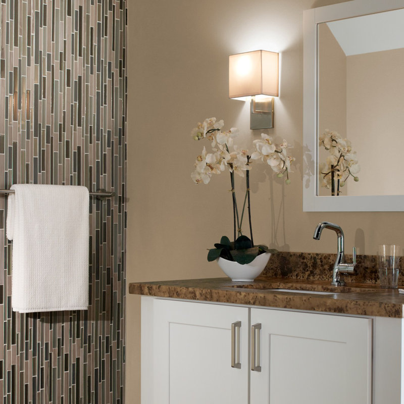 Manhattan Glass Linear Mosaic Wall & Floor Tile, Ash