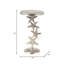 Élégante table d'appoint ronde en métal avec motif d'étoile de mer côtière pour table de chevet - Table de bout étroite décorative pour la maison et le salon - Argent-759286604