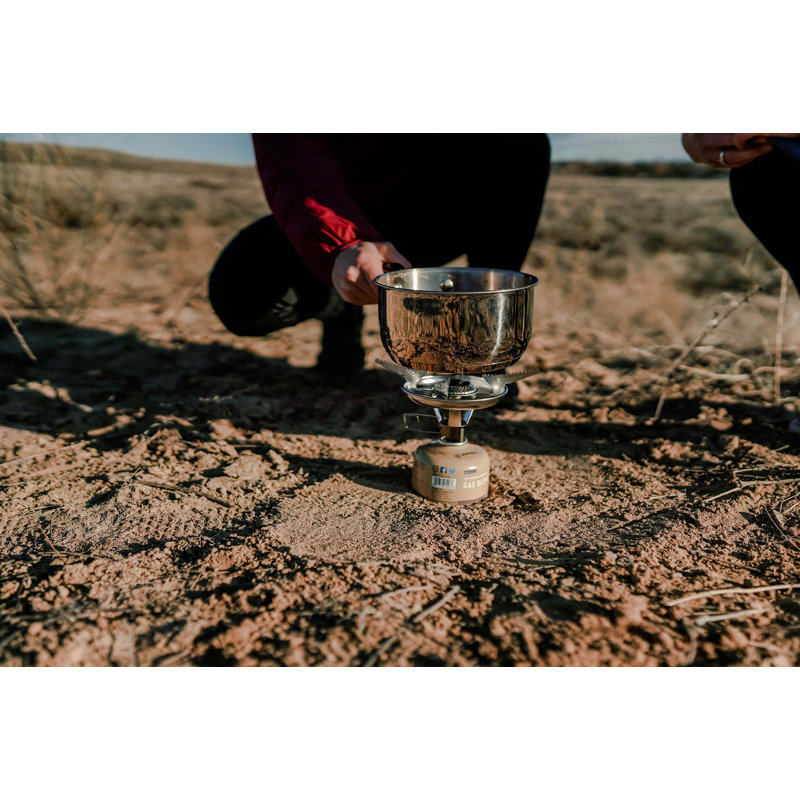Compact Beige Stainless Steel Single Burner Camping Stove