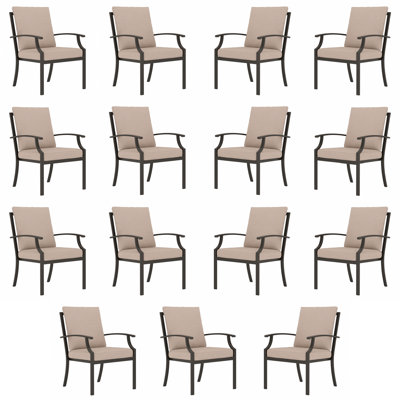 Outdoor Stackable Metal Dining Armchair With Cushions(Set Of 15)