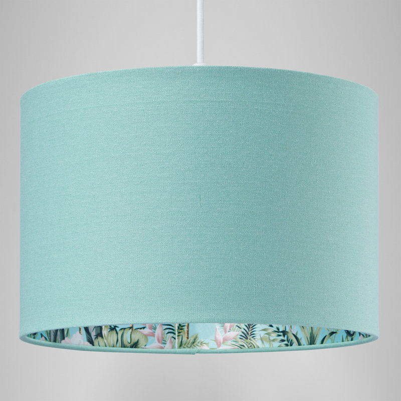 Unique Jungle Print Lampshade with Palm Trees, Sloths and Elephants, 20cm H x 30cm W x 30cm D