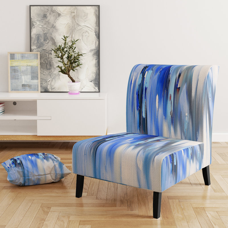 Brechta Vibrant Curve Design II - Velvet Upholstered Modern Slipper Chair, Blue