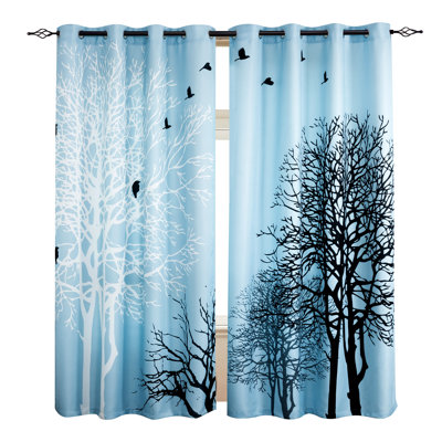 Paire de rideaux obscurcissant en polyester Tree Silhouette Birds (ensemble de 2)