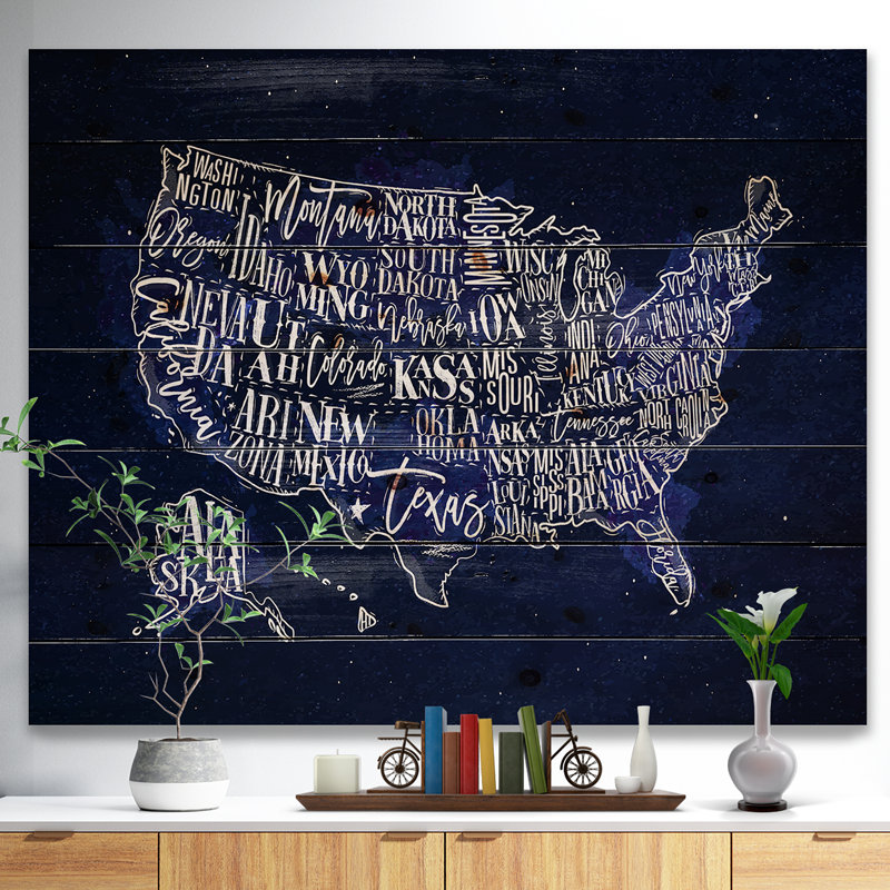 « united states rétro map », impression, H 20 po x l 20 po x P 1 po, Toile tendue