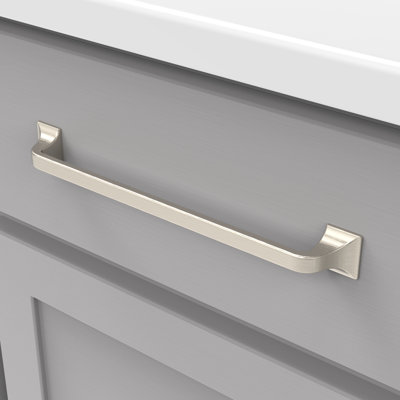 Forge Collection Handle Pull - 12" Center to Center Cabinet Pull Satin Nickel - Farmhouse Hardware for Drawers & Cabinets (Set of 1)