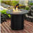 Circular propane pit table with lava rock