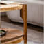 Table basse ronde avec rangement à 2 niveaux et pieds en bois massif