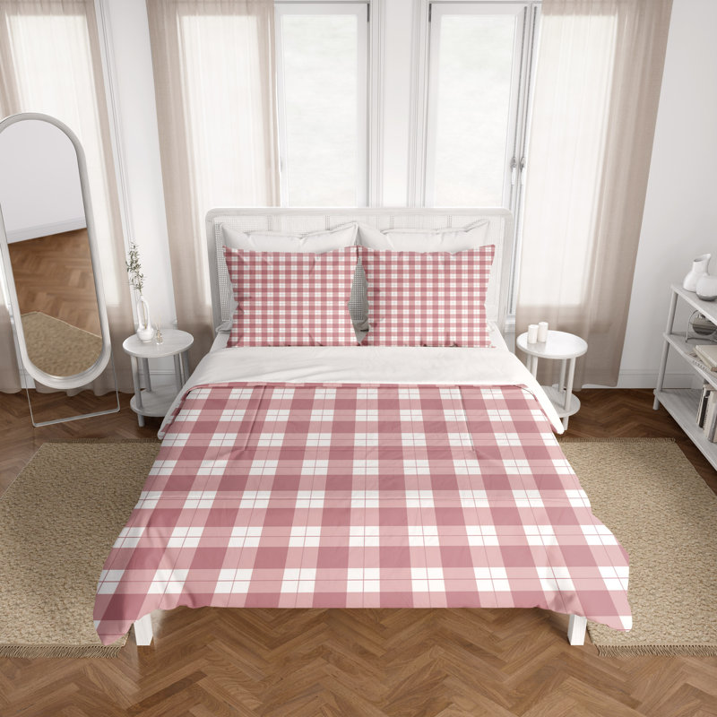 Checkered Duvet Cover, Queen Duvet Cover + 2 Queen Shams